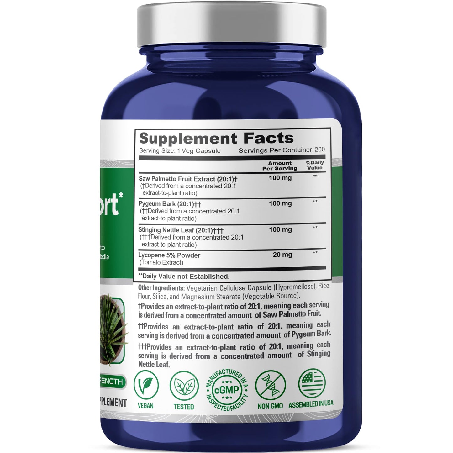 NusaPure Prostate Support Saw Palmetto Capsule, 200 Count, Non-GMO, Vegan