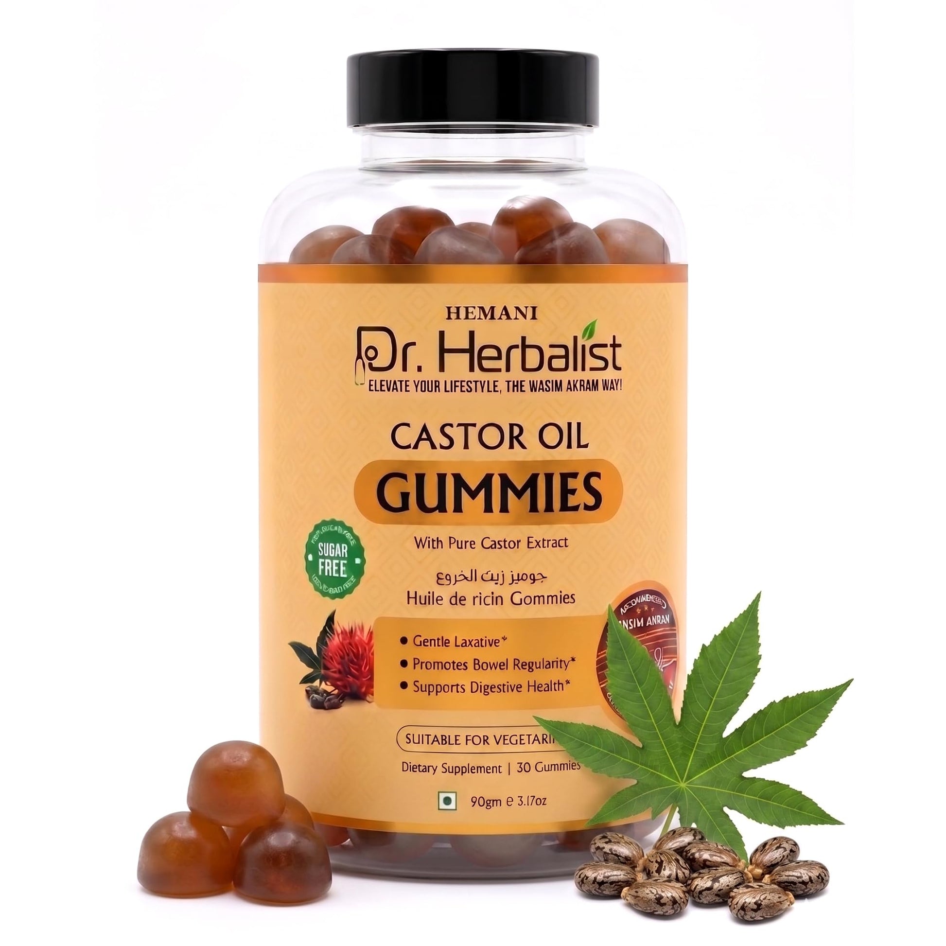 Dr. HERBALIST Castor Oil Gummies, 30 Count