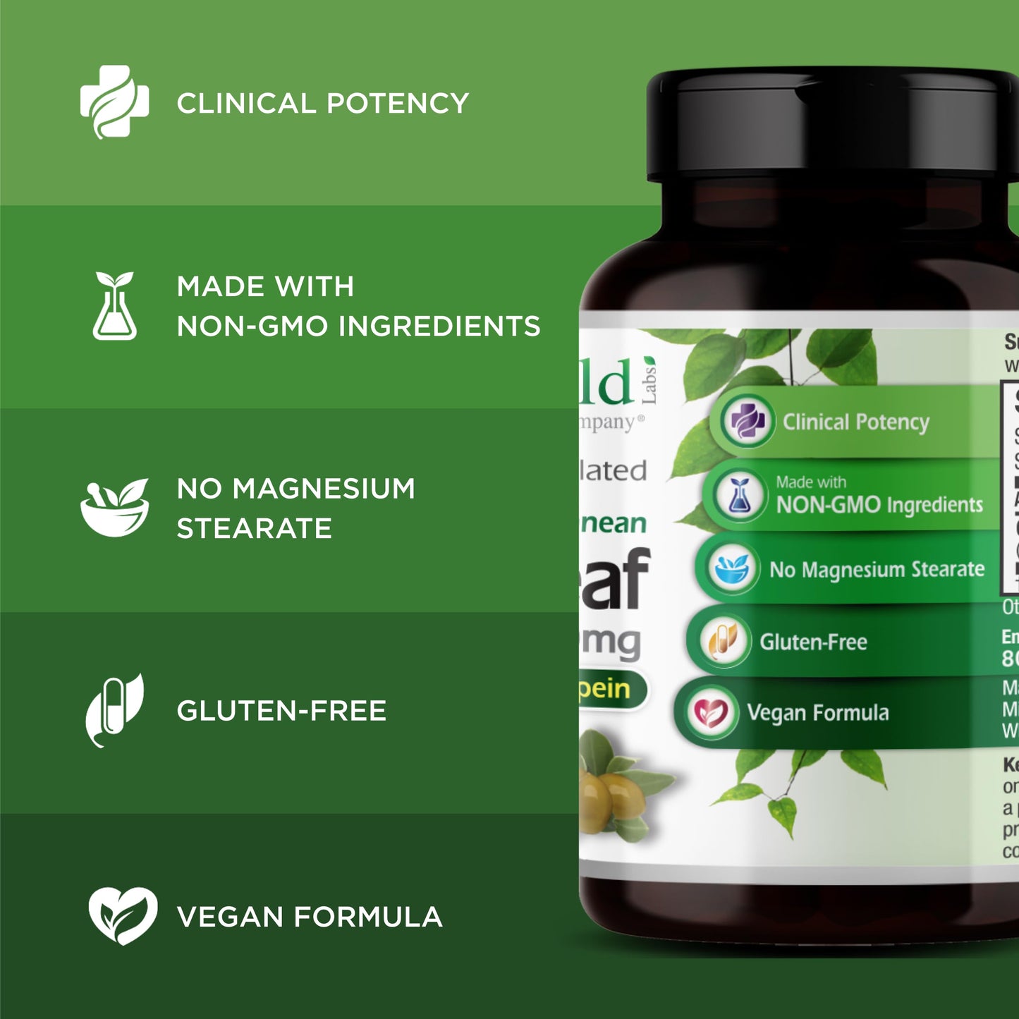 Emerald Labs Mediterranean Olive Leaf 500mg Olive Leaf Extract, Capsules, 60 Count