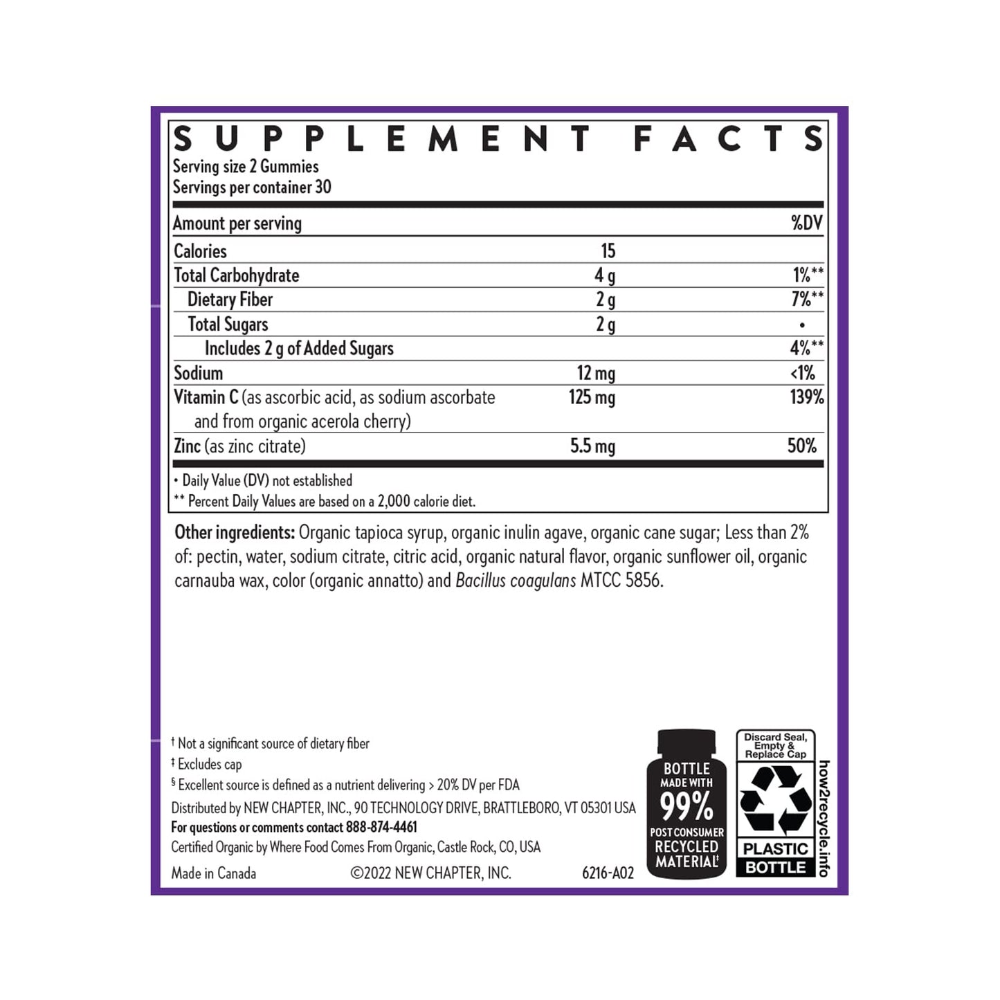 New Chapter Vitamin C+ Gummies, Citrus Flavored, Gummy 60