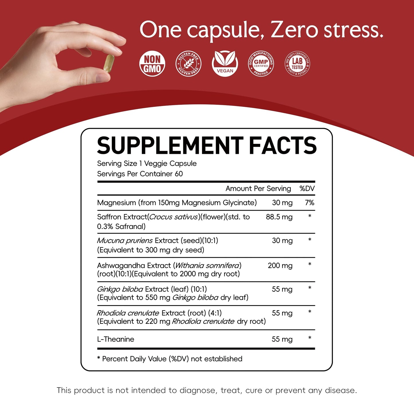 UniHealth Saffron Supplements – 88.5mg Saffron Extract with Ashwagandha, Made in USA 7-in-1 Herbal Supplement – Mood, Focus, Sleep, Weight, Heart & Eye Health for Kids, Adult Vegan, Non-GMO 60 Capsules