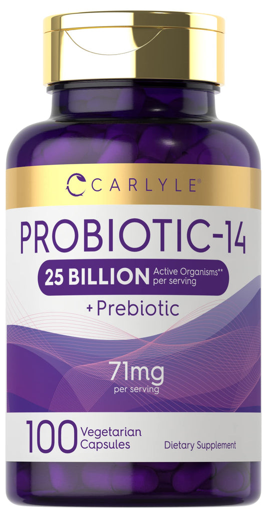 Carlyle Probiotics for Men and Women 25 Billion CFU with Prebiotics Capsules, 100 Count