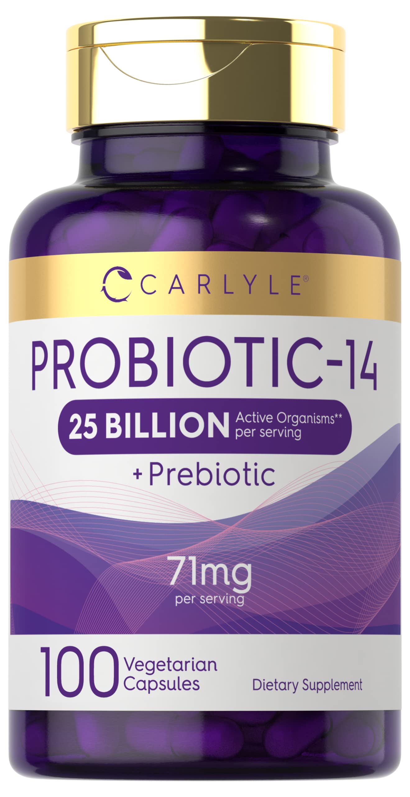 Carlyle Probiotics for Men and Women 25 Billion CFU with Prebiotics Capsules, 100 Capsules