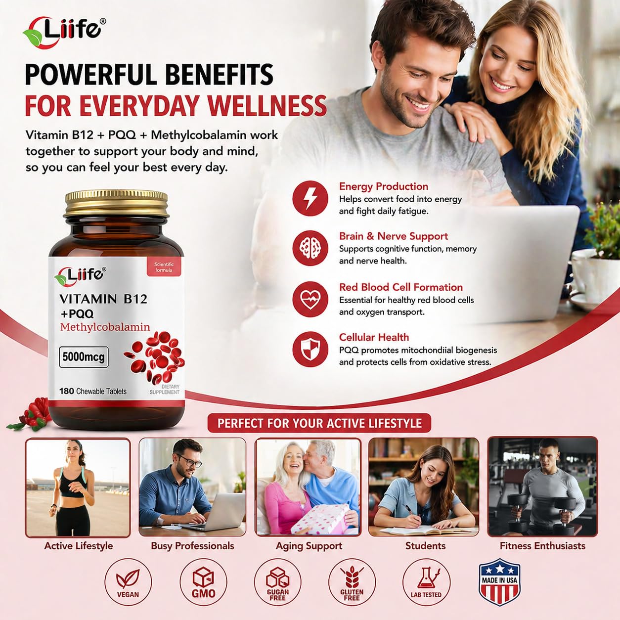 LIIFE Methylcobalamin 5000 mcg Tablets, 360