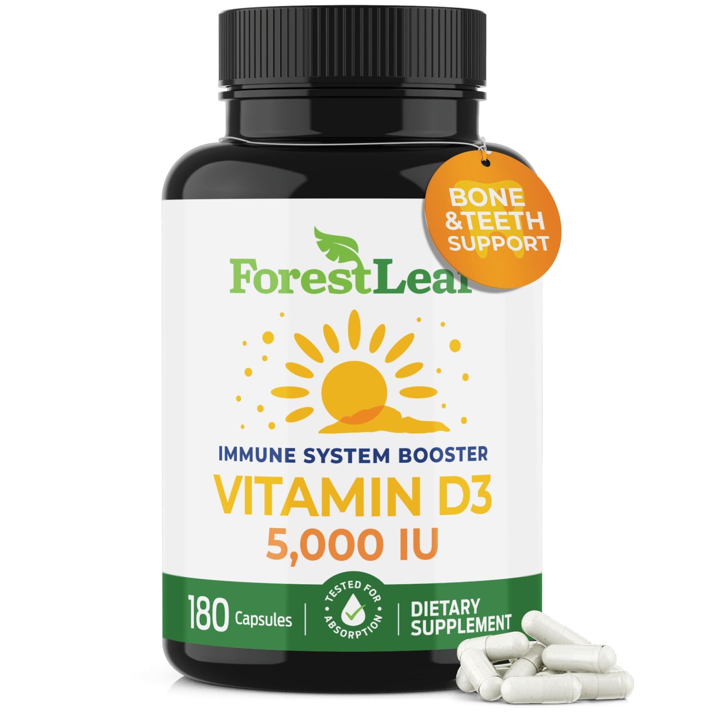 ForestLeaf Vitamin D3 5000 IU Capsules, 120 Count