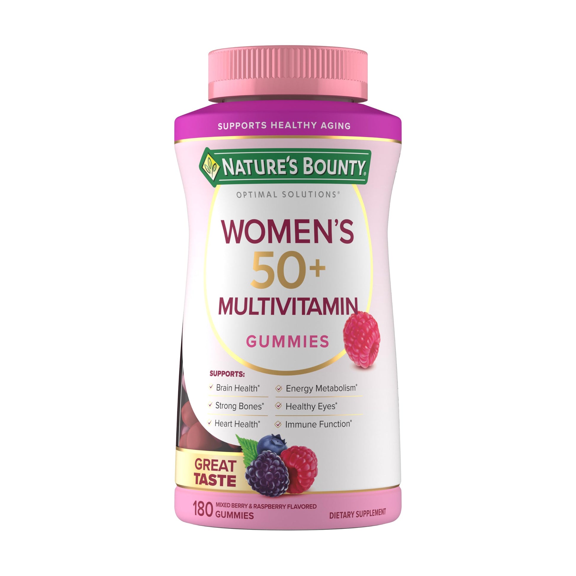 Nature's Bounty Optimal Solutions Women's Multivitamin 50 Plus Gummies, 180 Count