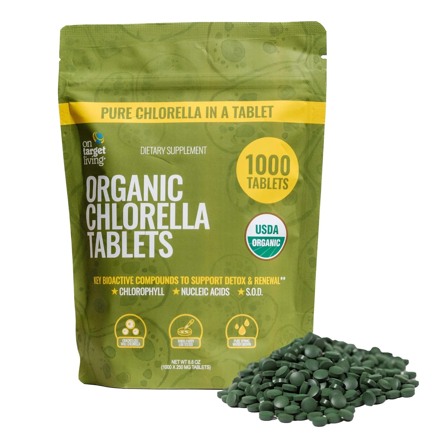 On Target Living Organic Chlorella Tablets 1000