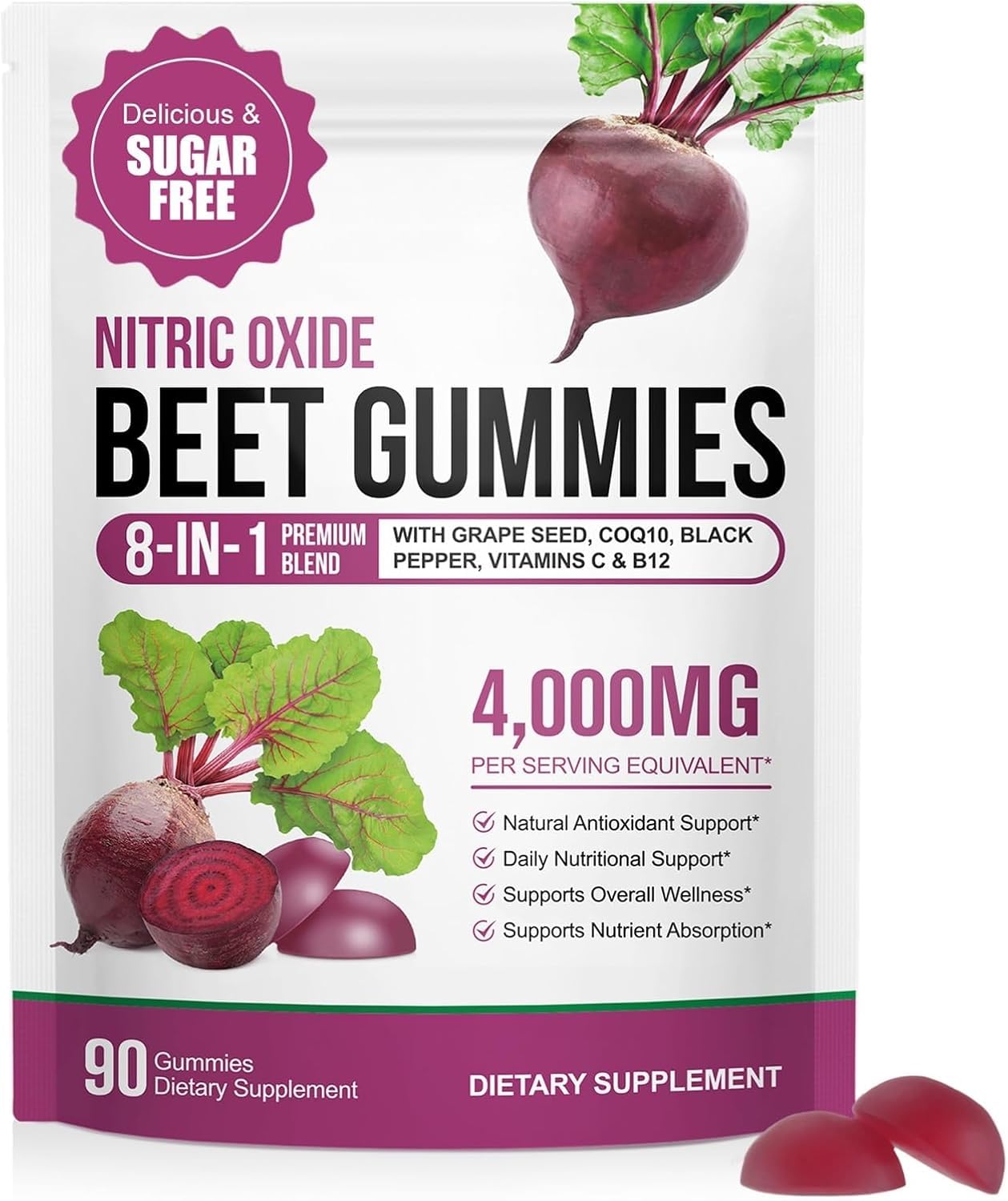 Acorn + Oak Beet Root Gummies with CoQ10 per Serving & Organic Beet Extract, 90 Chews