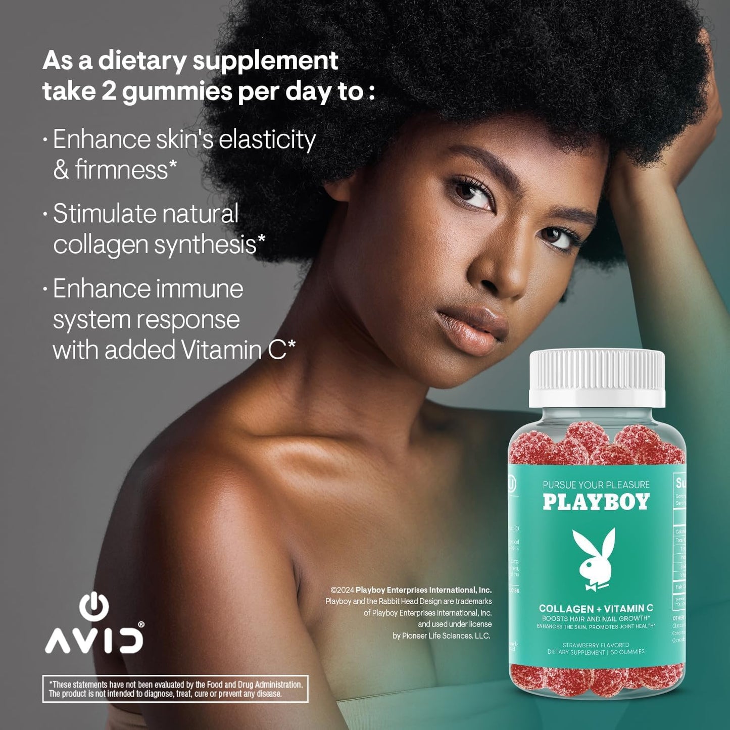Avid Collagen + Vitamin C Gummies for Hair, Skin, Nails & Joint Health, 60 Count (Pack of 2)