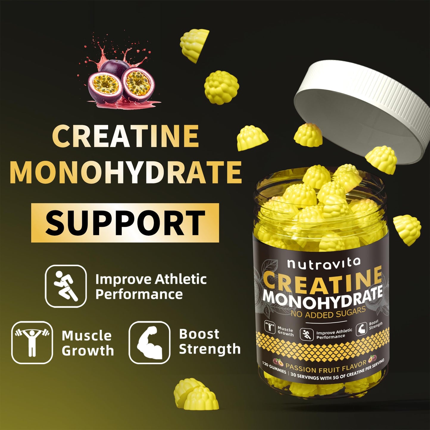 Nutravita Creatine Monohydrate Gummies, 120 Count