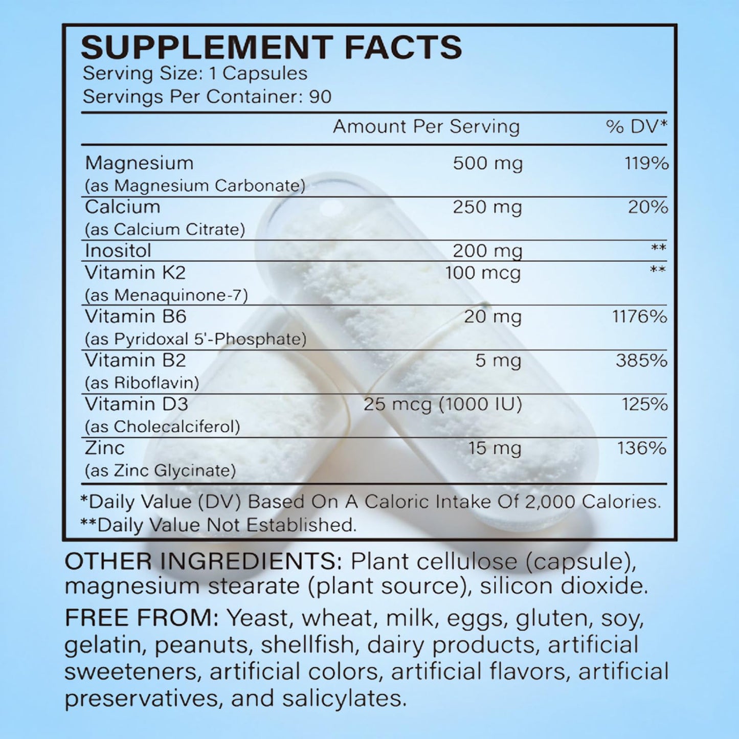 ZYGCDZ Magnesium Carbonate 500mg, 90 Capsules