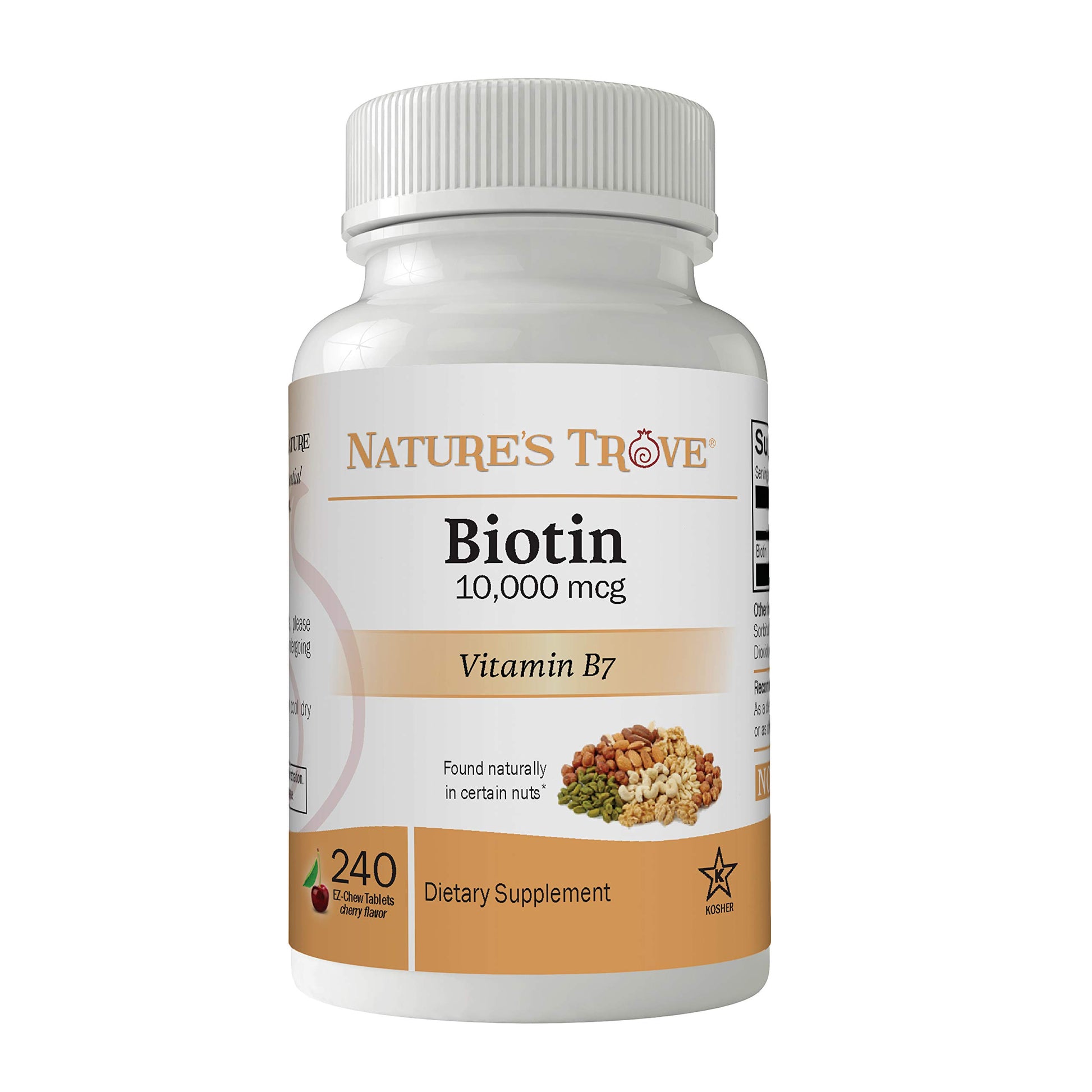 Nature's Trove Biotin 10,000 mcg Tablets, 240 Tablets