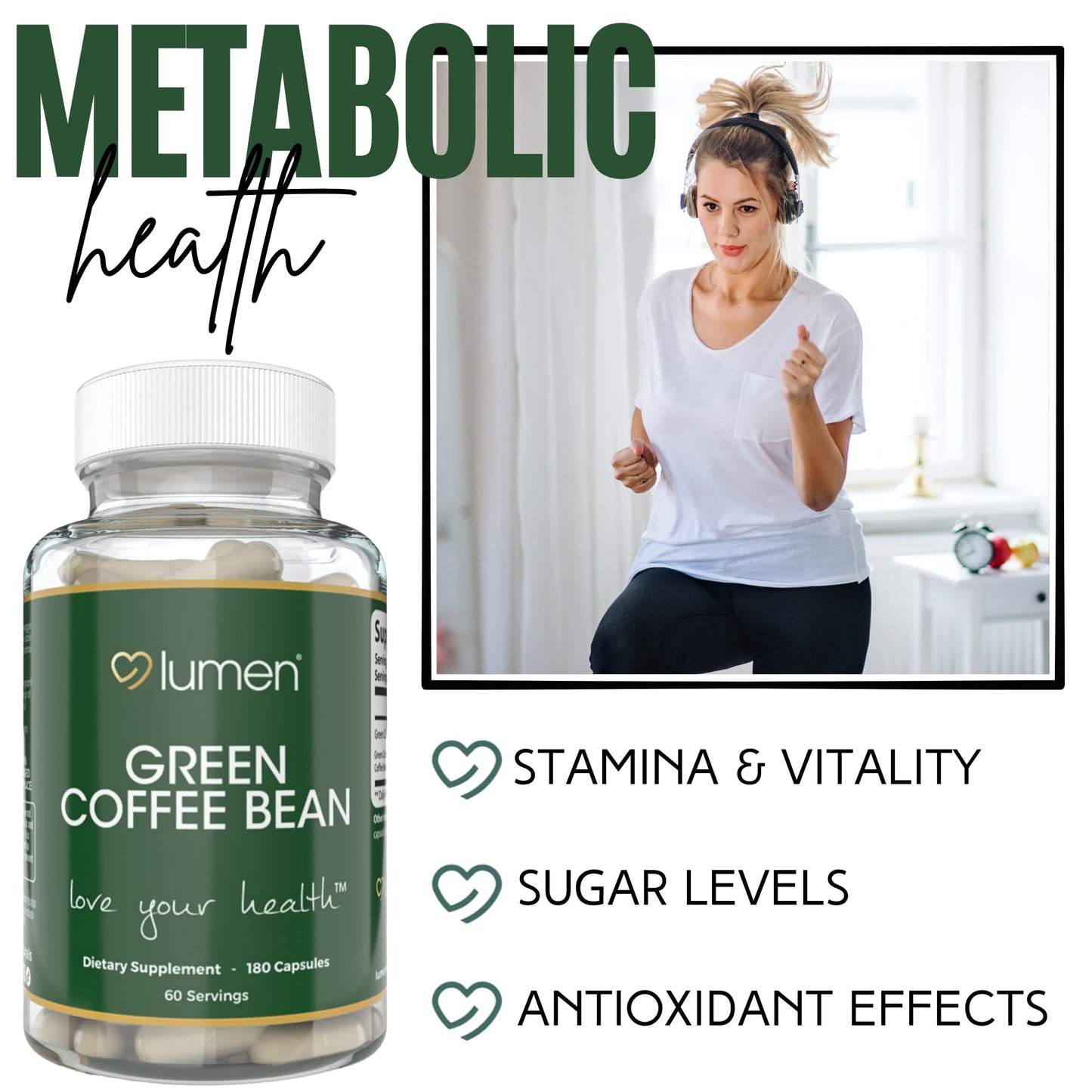 Lumen Naturals Green Coffee Blend for Women Capsules 180 Count