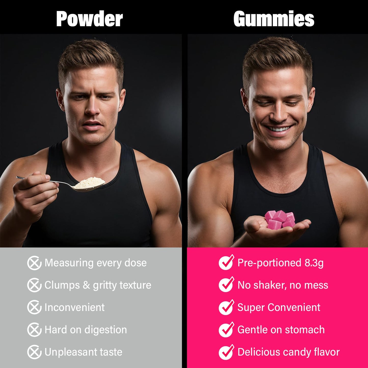 AMZXO EAA Gummies 2:1:1 BCAA Formula (8300mg) Raspberry Flavor Gummy, 90 Count