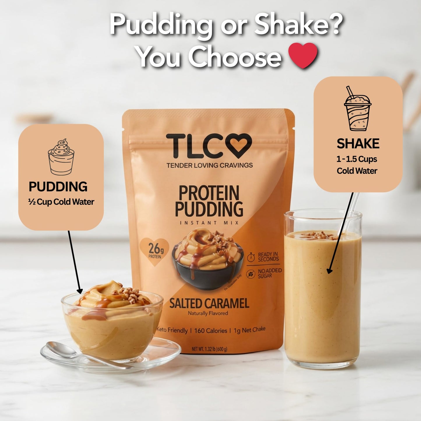 TLC Protein Pudding Instant Mix Salted Caramel Powder, 21.12