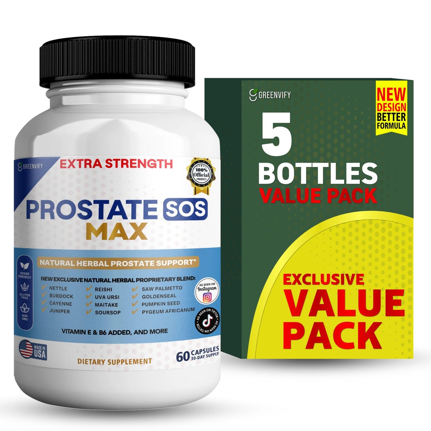 GREENVIFY Prostate SOS Max Supplement Capsules, 60 Count