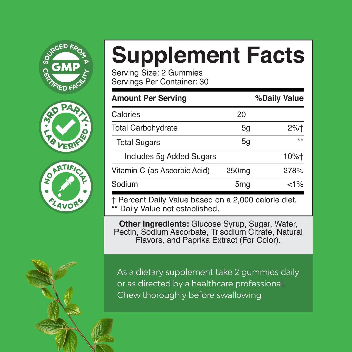 Natures Craft Reduced Glutathione with Milk Thistle Chewable Vitamin C Gummies 90 Count