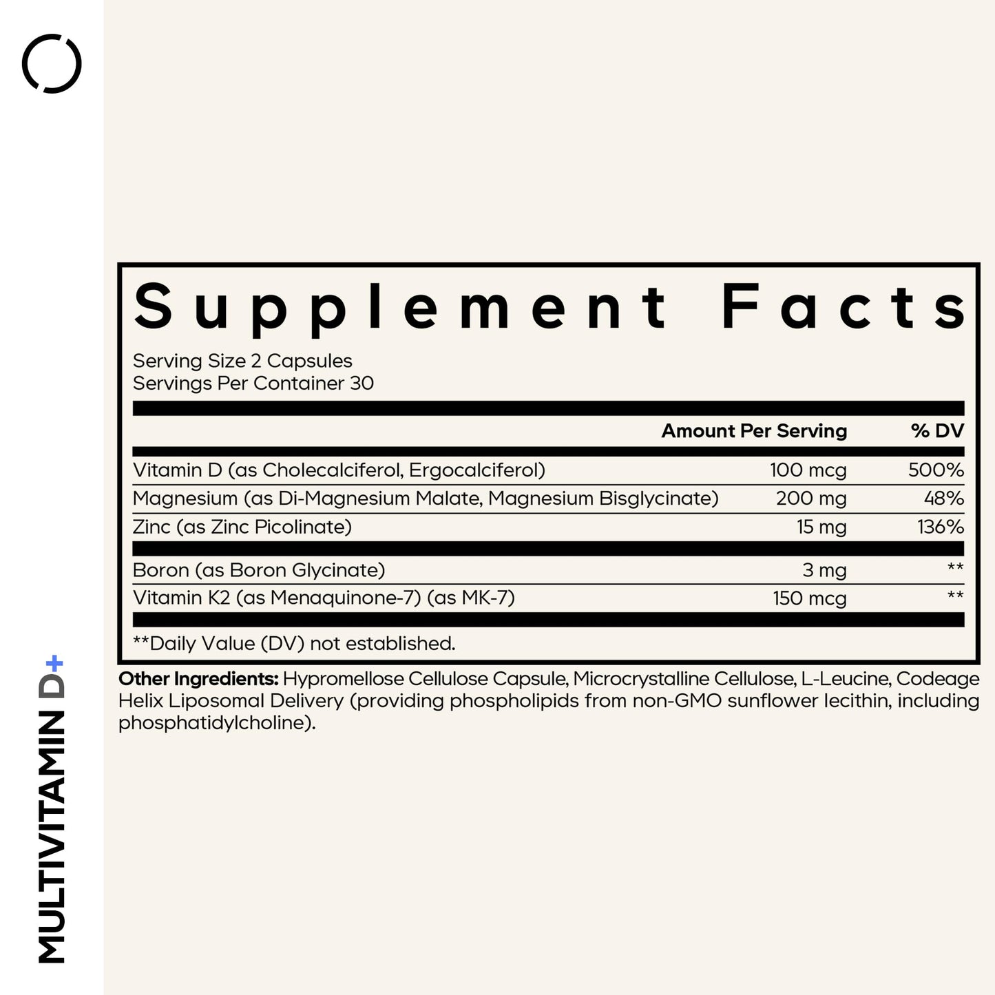 Codeage Multivitamin D with K2, Magnesium & Zinc 60 Capsules