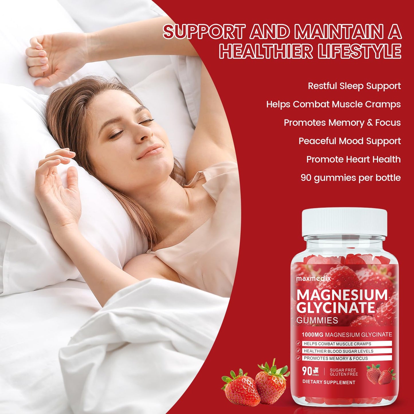 maxmedix Magnesium Glycinate Gummies 1000mg, 90 Gummies