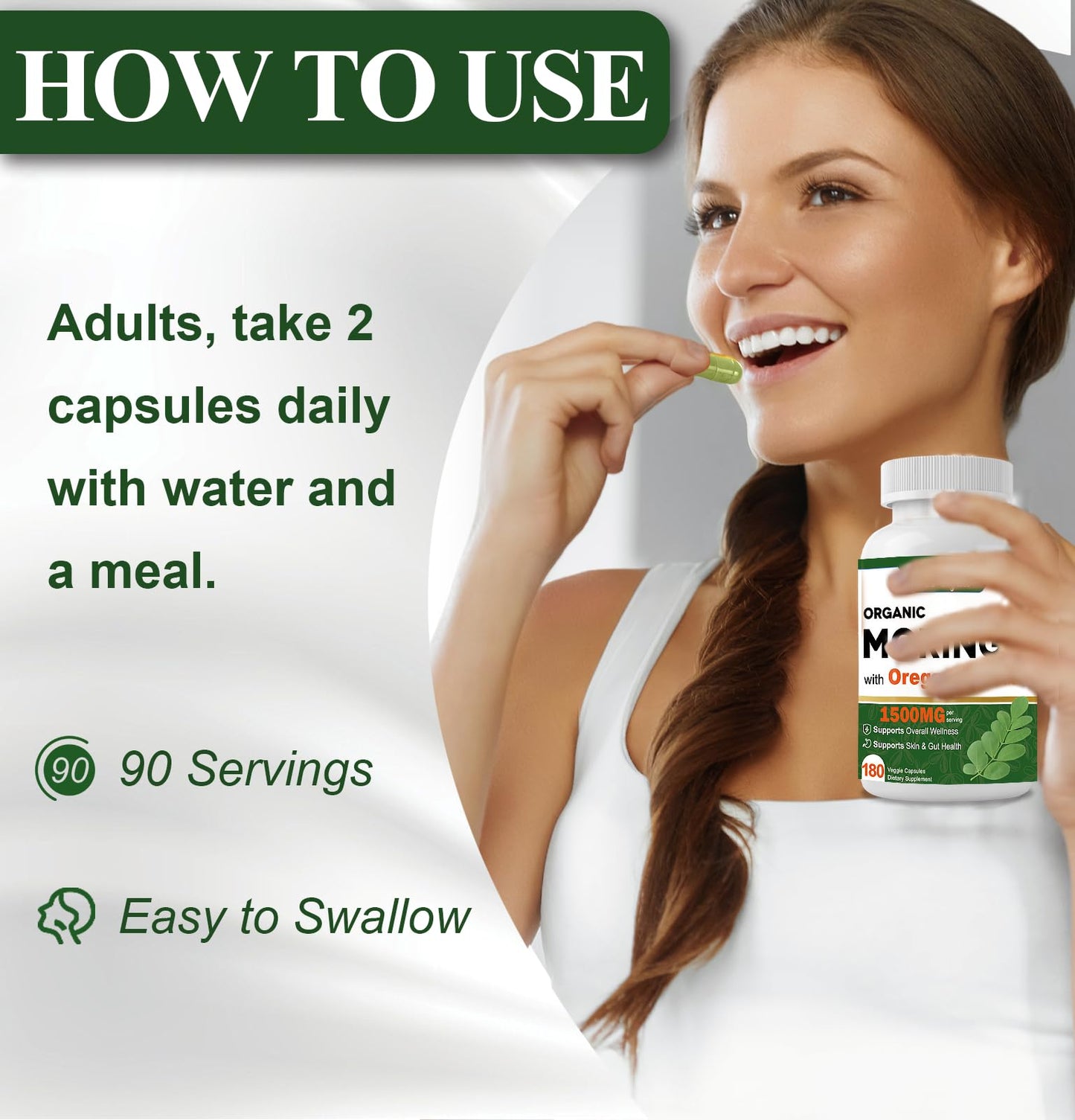 UXOEJIK Moringa Organic Capsules 180 Capsules