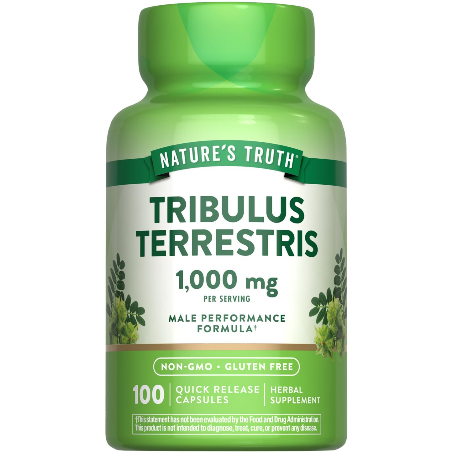 Nature's Truth Tribulus Standardized Extract, Minimum 45% Saponins, 1000 mg, 100 Capsules