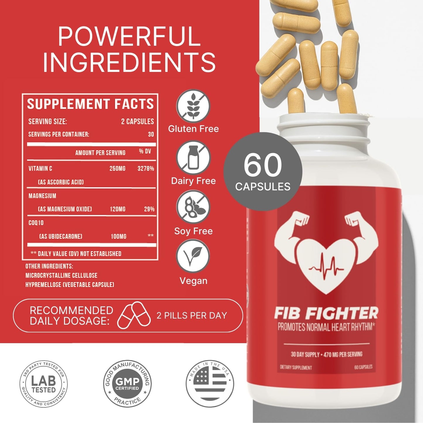 Fib Fighter Heart Rhythm Support Supplement 60 Capsules