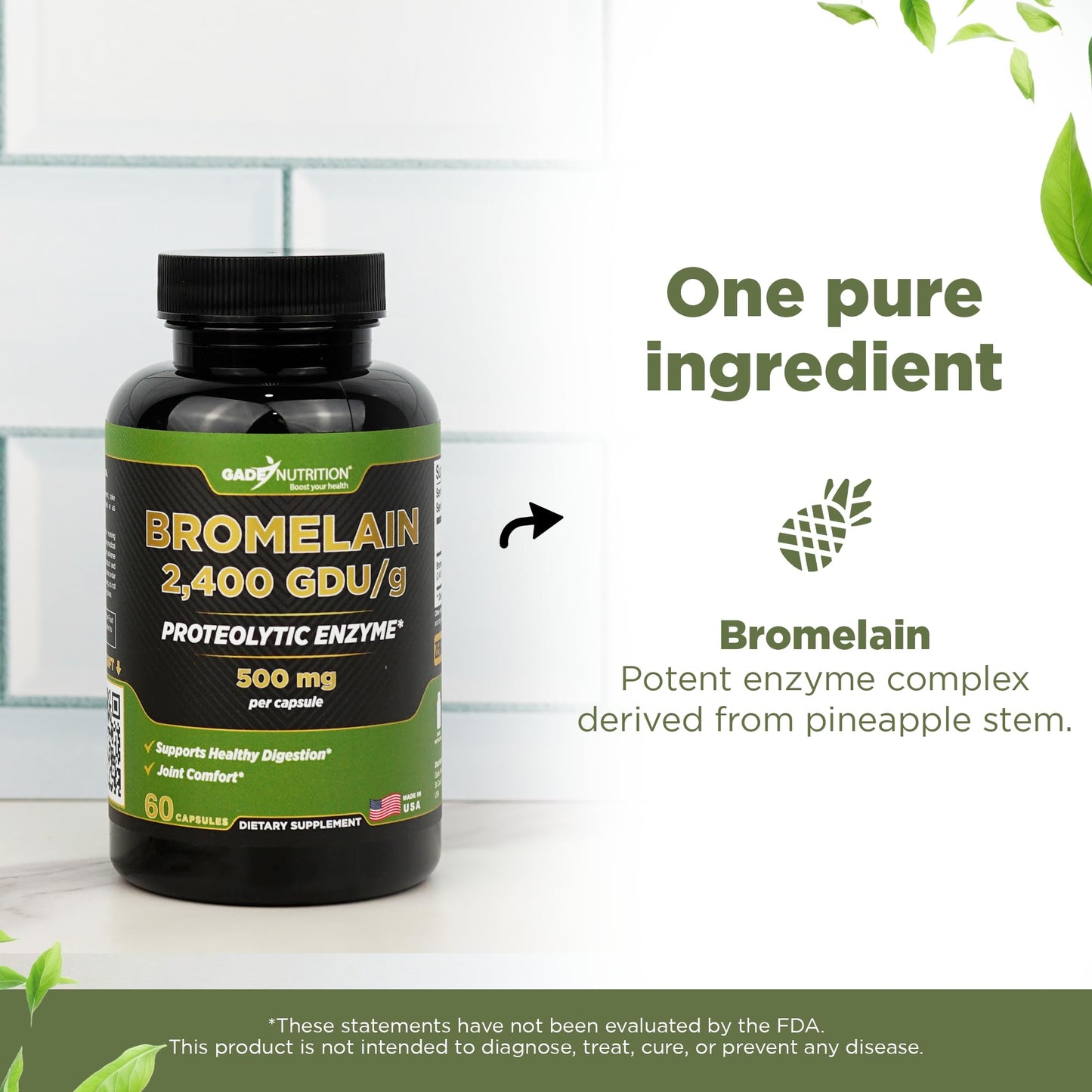 GADE NUTRITION BOOST YOUR HEALTH Bromelain Supplement Capsules 60 Count