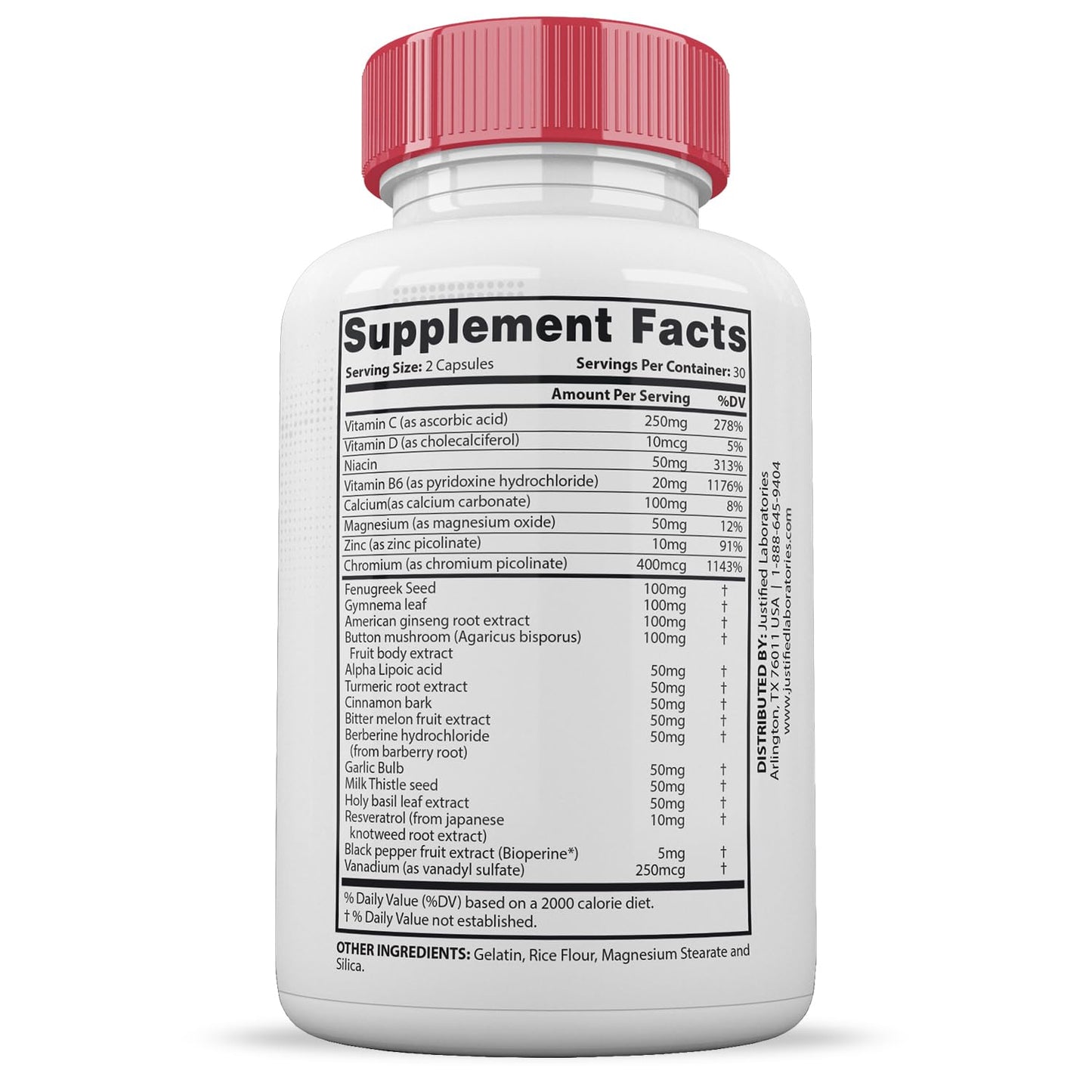 Justified Laboratories Gluco Renu Extreme 1295MG Glyco Support Capsules 300 Capsules