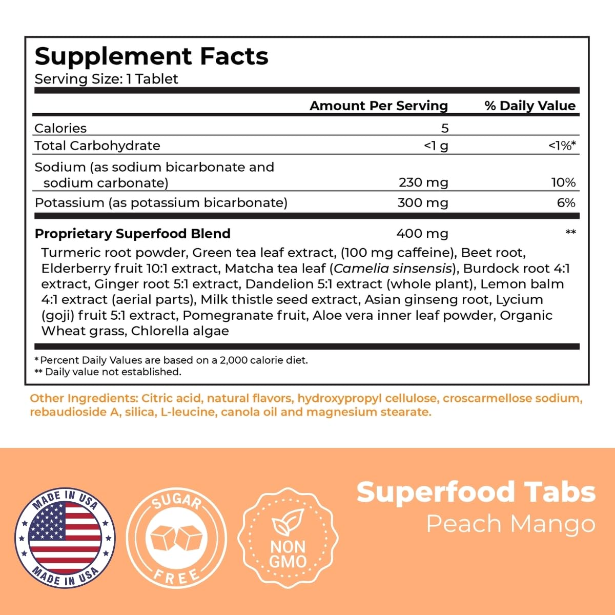 Superfood Tabs Anti-Bloat Cleanse Drink with 15 Superfoods Tablets, 60 Count