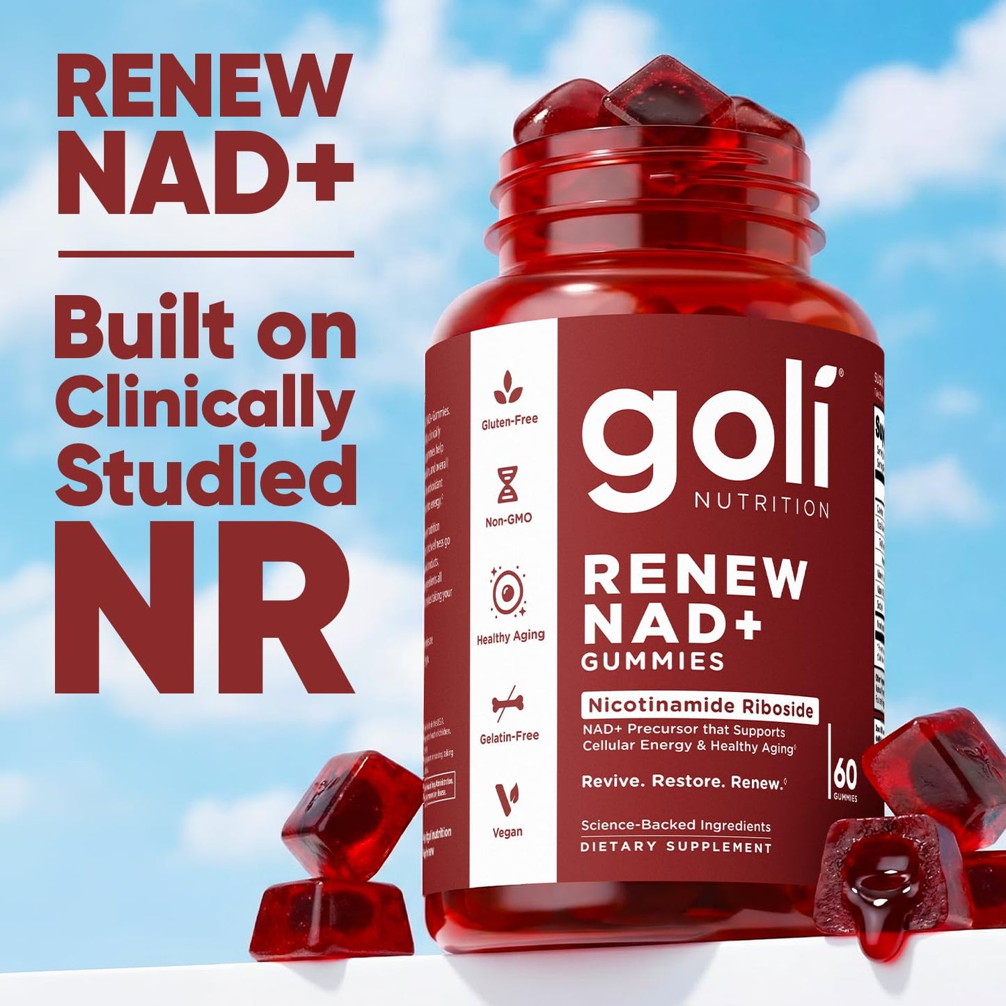 Goli Renew NAD+ Gummies, 60 Count