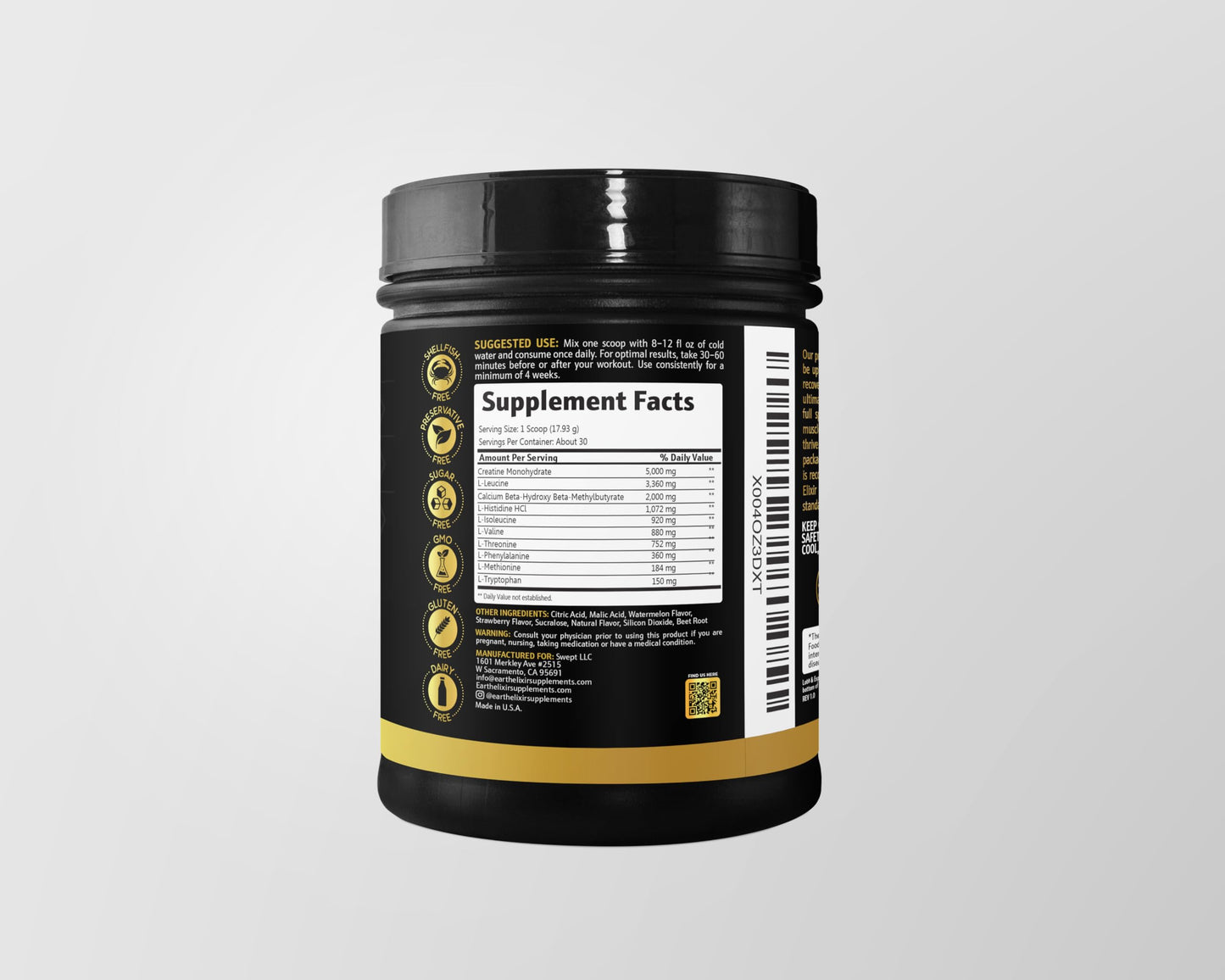 Earth Elixir Creatine HMB Supplements Powder 30
