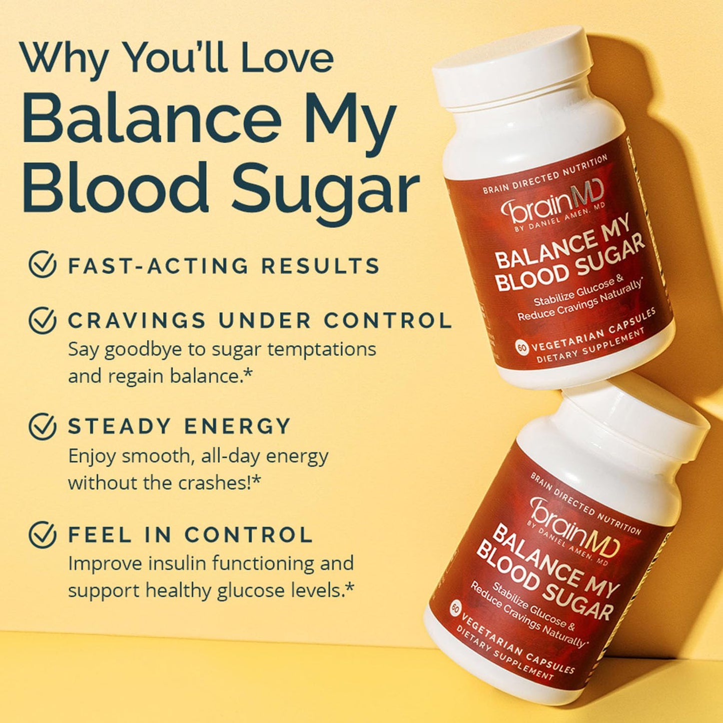 BRAINMD Balance My Blood Sugar Metabolic Wellness Supplement Capsule, 60 Count