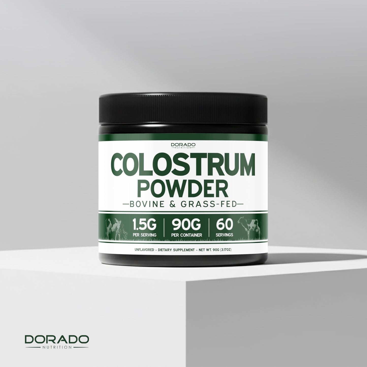DORADO NUTRITION Colostrum Supplement Powder 3.17 oz, 60 Servings of 1.5 g Pure Bovine Colostrum 20% IgG, Grass Fed, No Fillers, Third Party Tested, Unflavored, Non-GMO