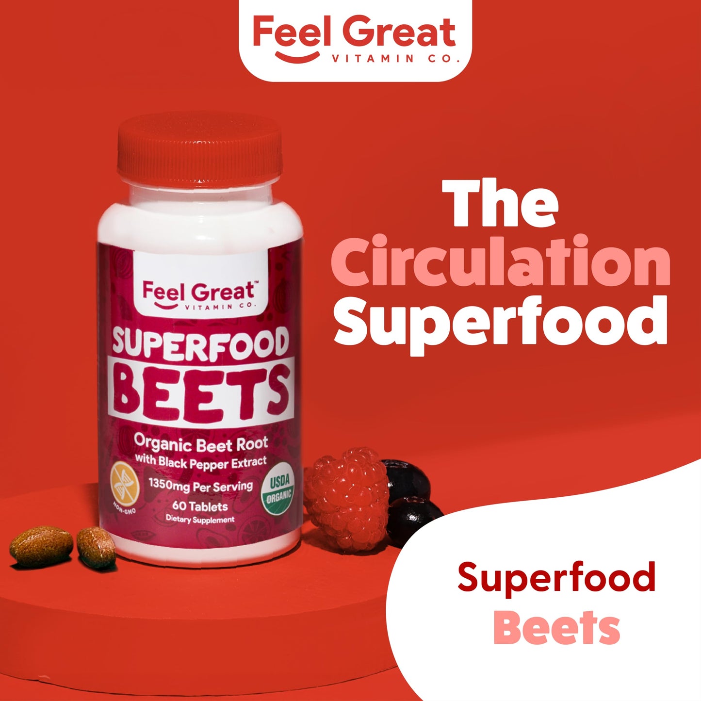 The Feel Great Vitamin Company Organic Beet Root Powder 60 Count