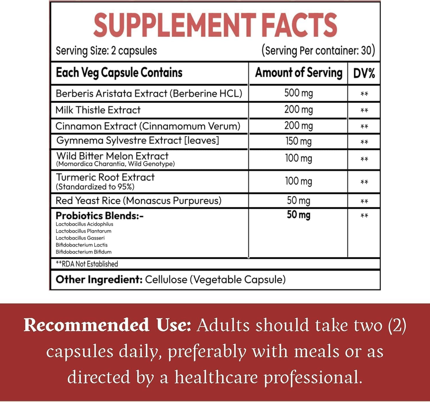 AIKOURA HERBS Berberine Complex 1350mg, 60 Veg Capsules