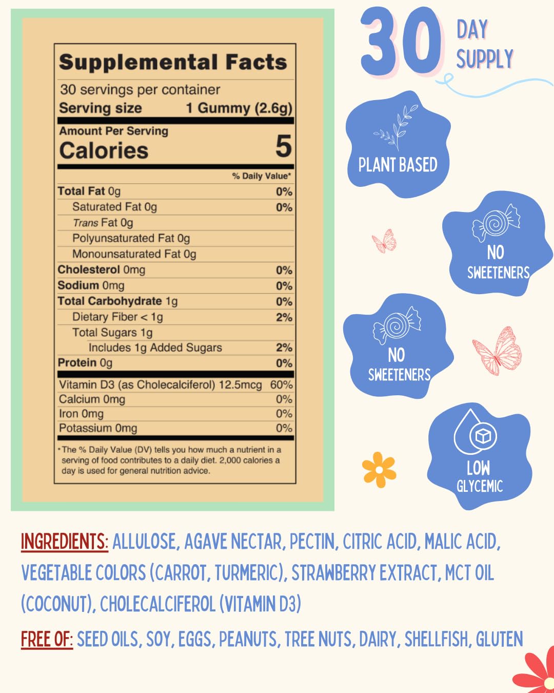 Krunchy Kids Vitamin D3 Gummies for Kids 2+ 30 Count