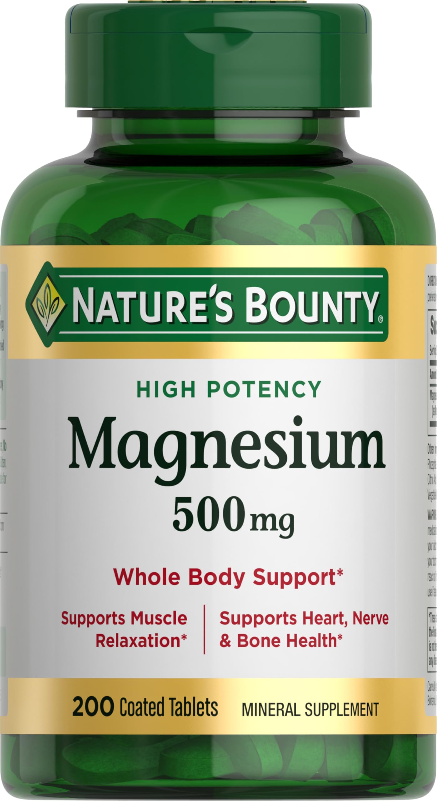 Nature's Bounty Magnesium 500 mg Tablets 200 Count