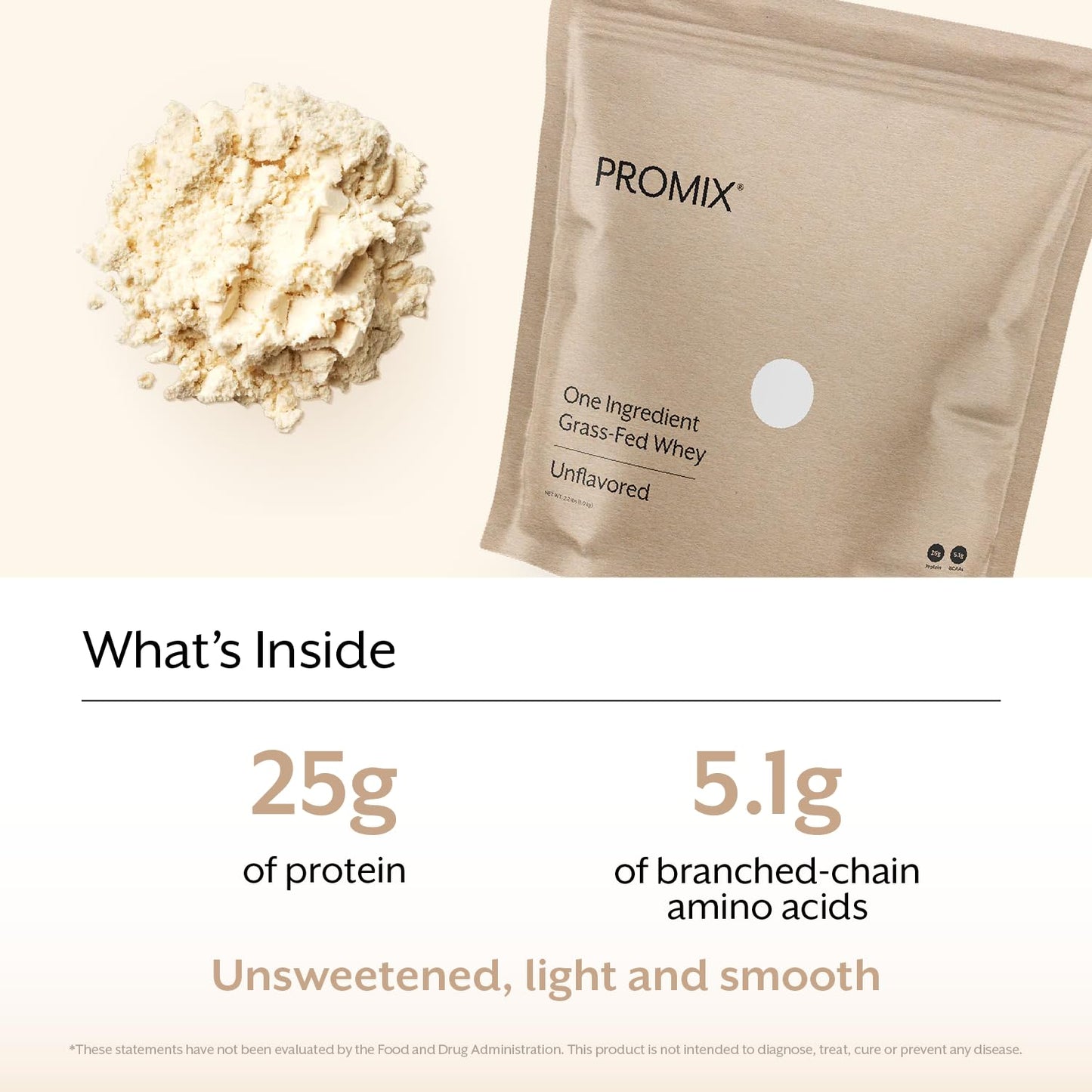 ProMix Nutrition Whey Protein Powder, Grass Fed, Unsweetened, Hormone Free, Unflavored, 32 Servings