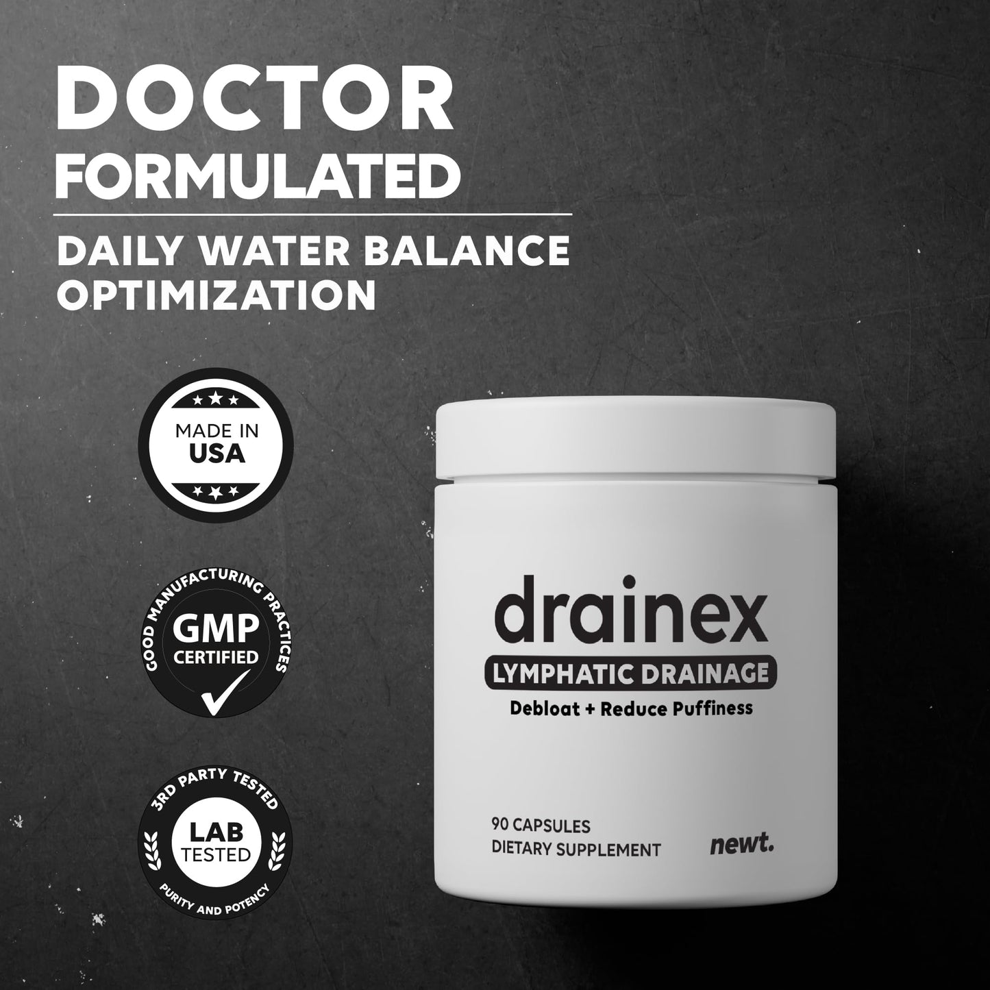Newt DRAINEX Lymphatic Drainage Supplements Capsules, 90 Count
