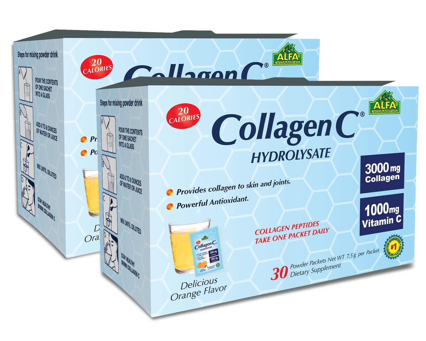 ALFA VITAMINS Collagen C Peptides Hydrolysate Powder 15.8733 oz, 2 Pack