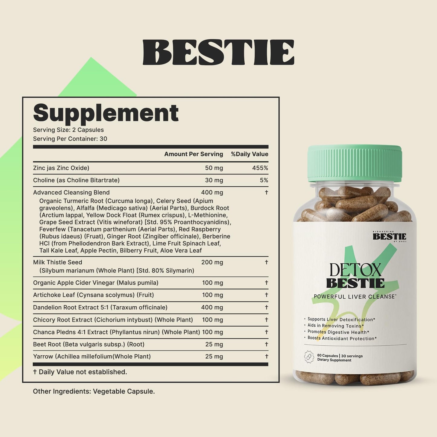 Biohacking Bestie Detox Bestie Supplement 60 Capsules