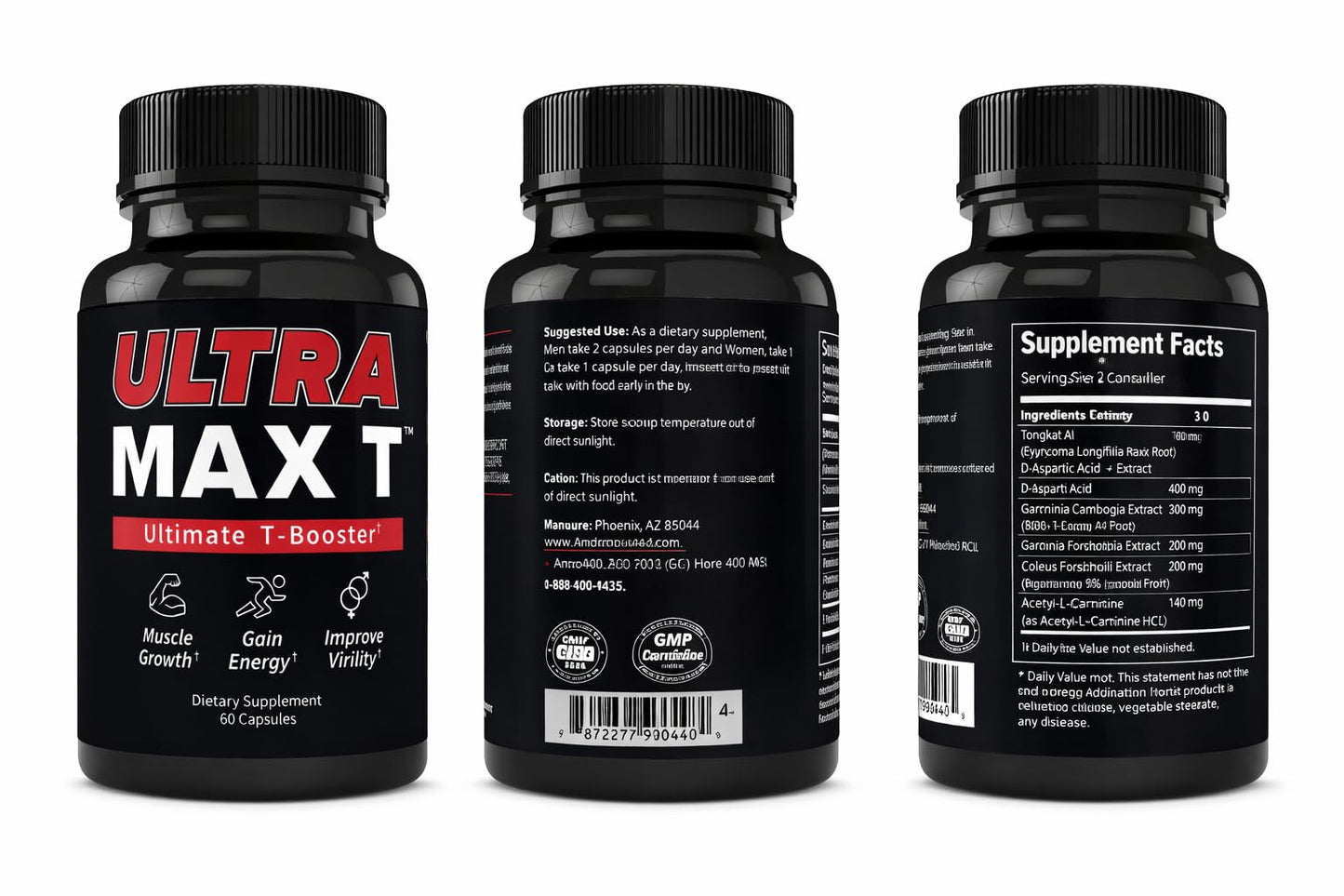 Andro400 Ultra Max T Maximum Strength T-Support Complex Capsules 120 Count