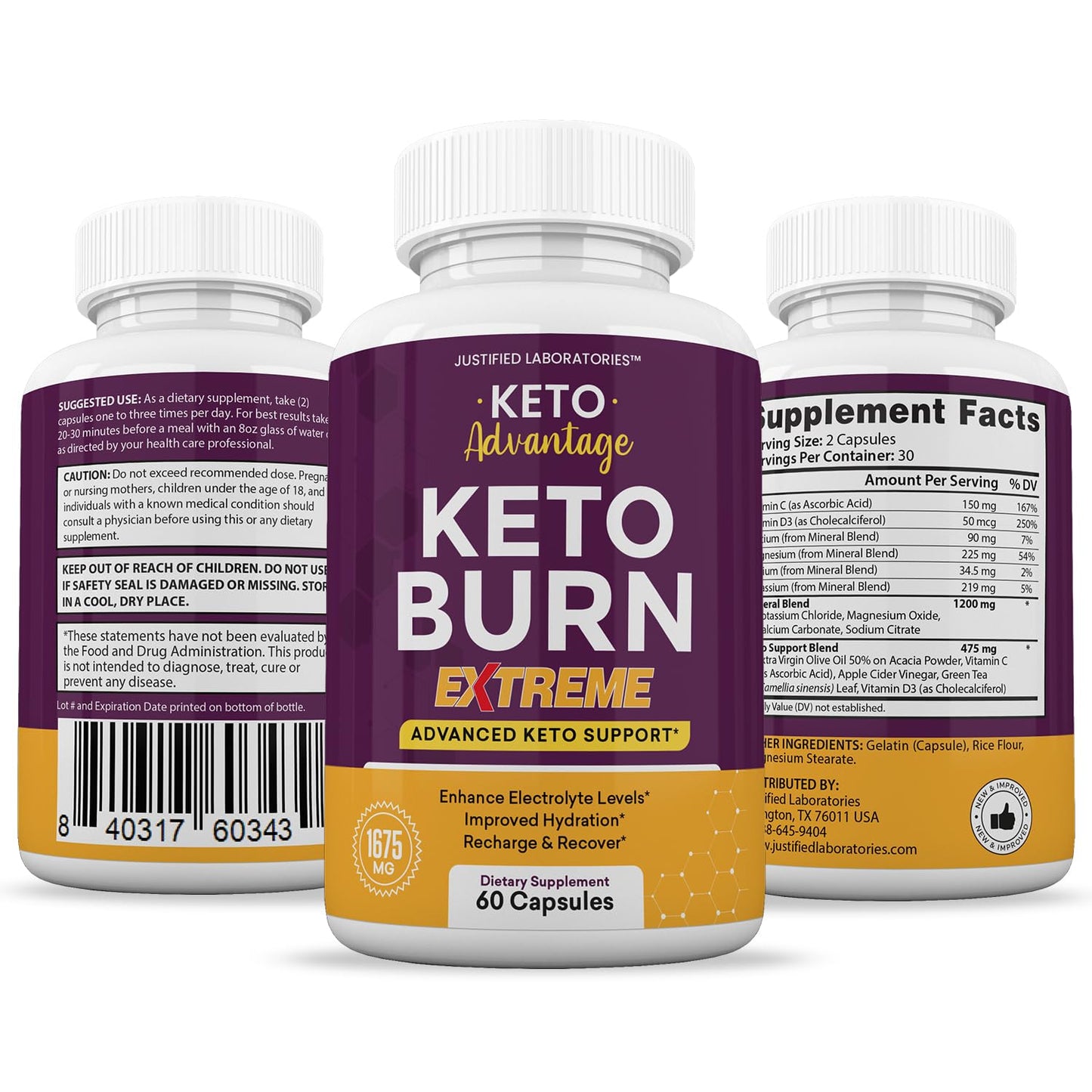 Justified Laboratories Keto Advantage Keto Burn Extreme 60 Capsules
