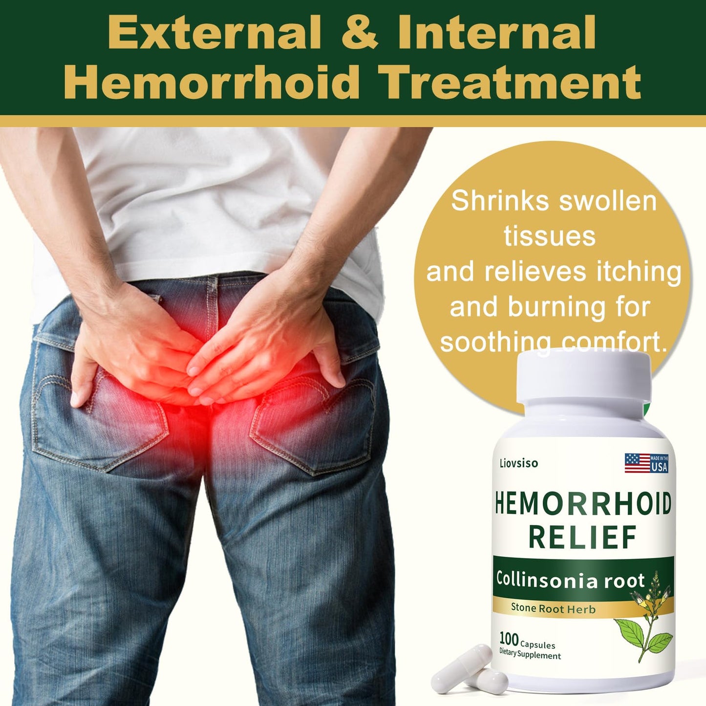 Liovsiso Collinsonia Root Hemorrhoid Relief Powder 3 Count