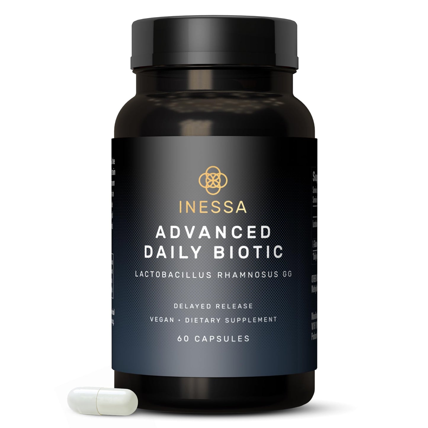 Inessa Daily Biotic Probiotics for Women Digestive Health with Delayed Release Technology, 10 Billion CFU, Lactobacillus Rhamnosus Strain 60, 60 Vegan Capsules