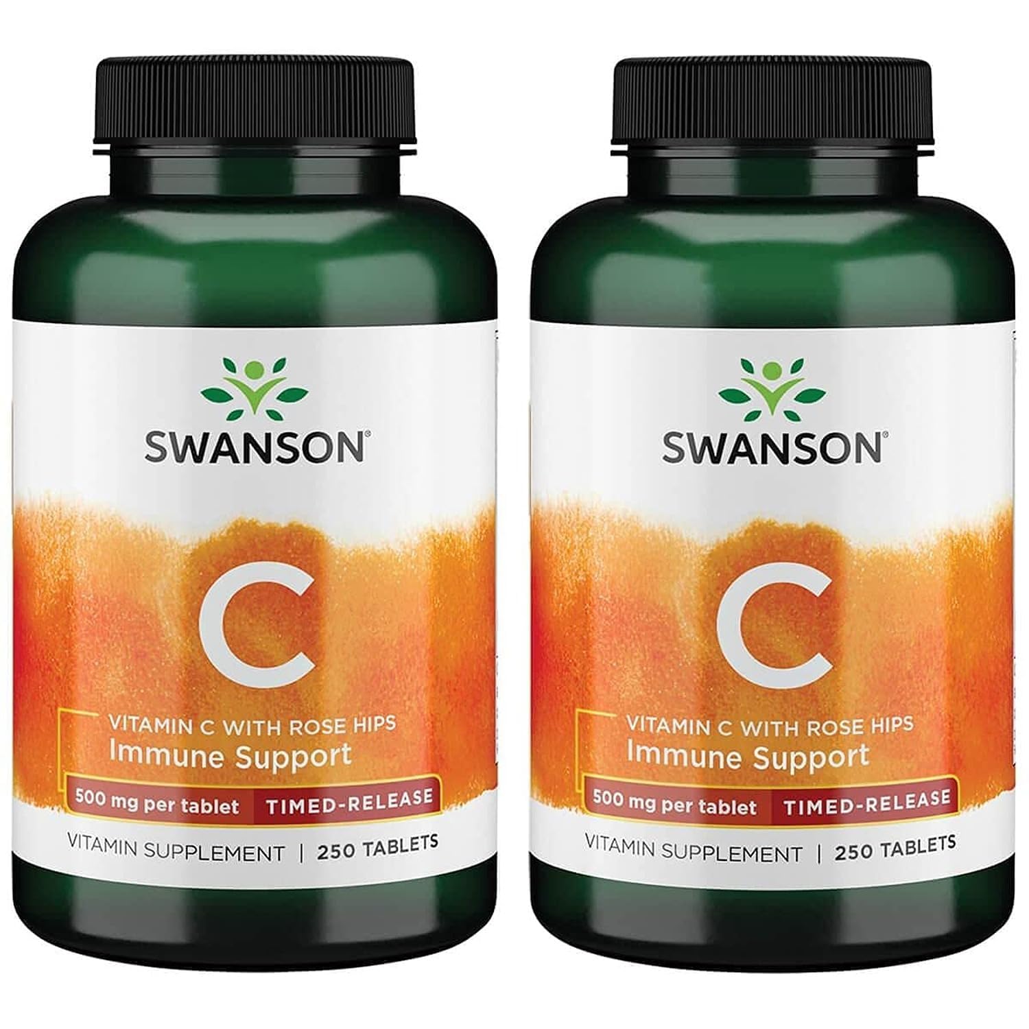 Swanson Timed-Release Vitamin C with Rose Hips 500 mg, Immune System Support, Skin & Cardiovascular Health, Antioxidant Supplement, 500 Tablets