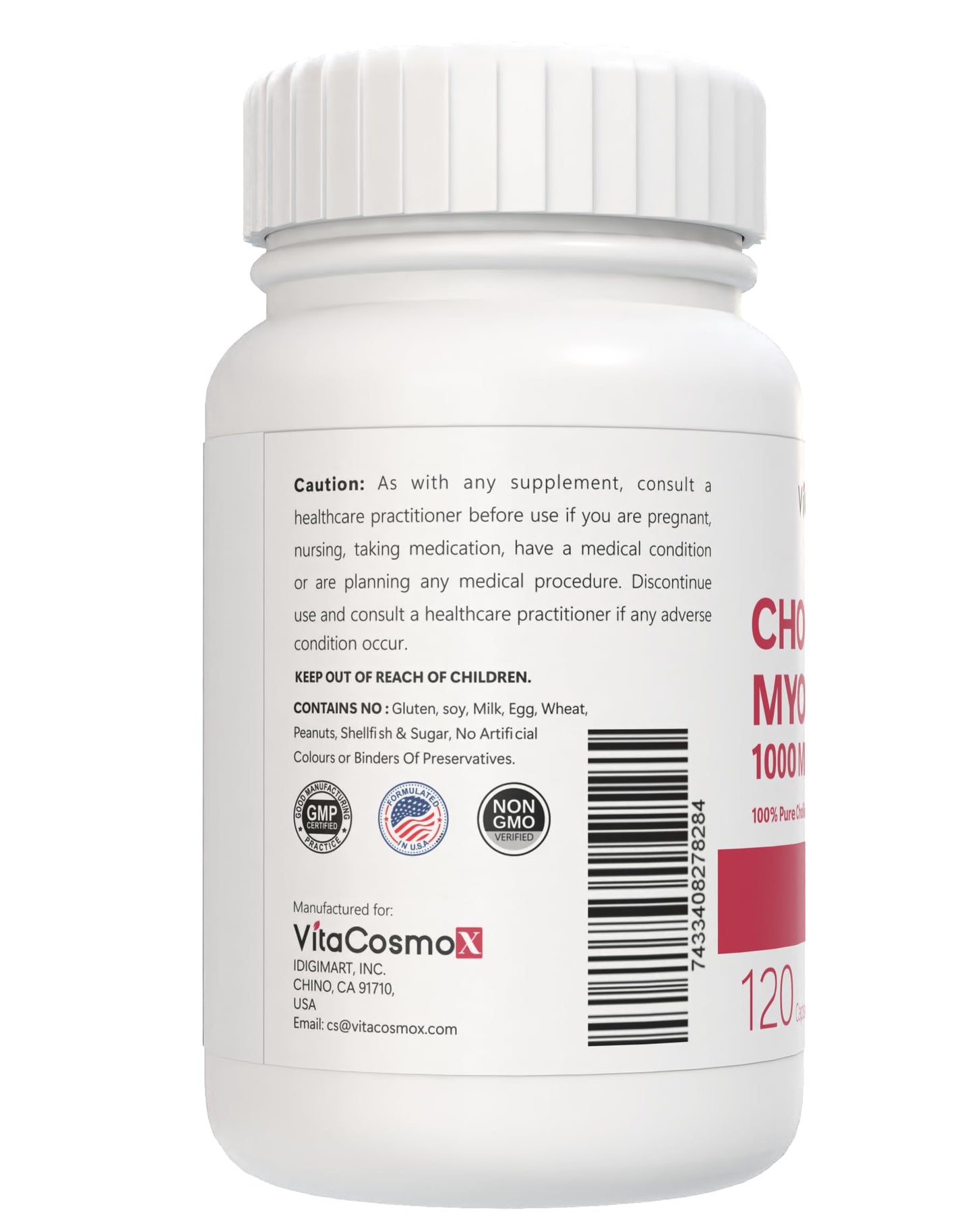 VitaCosmoX Choline and Myo-Inositol Supplement Capsule 120