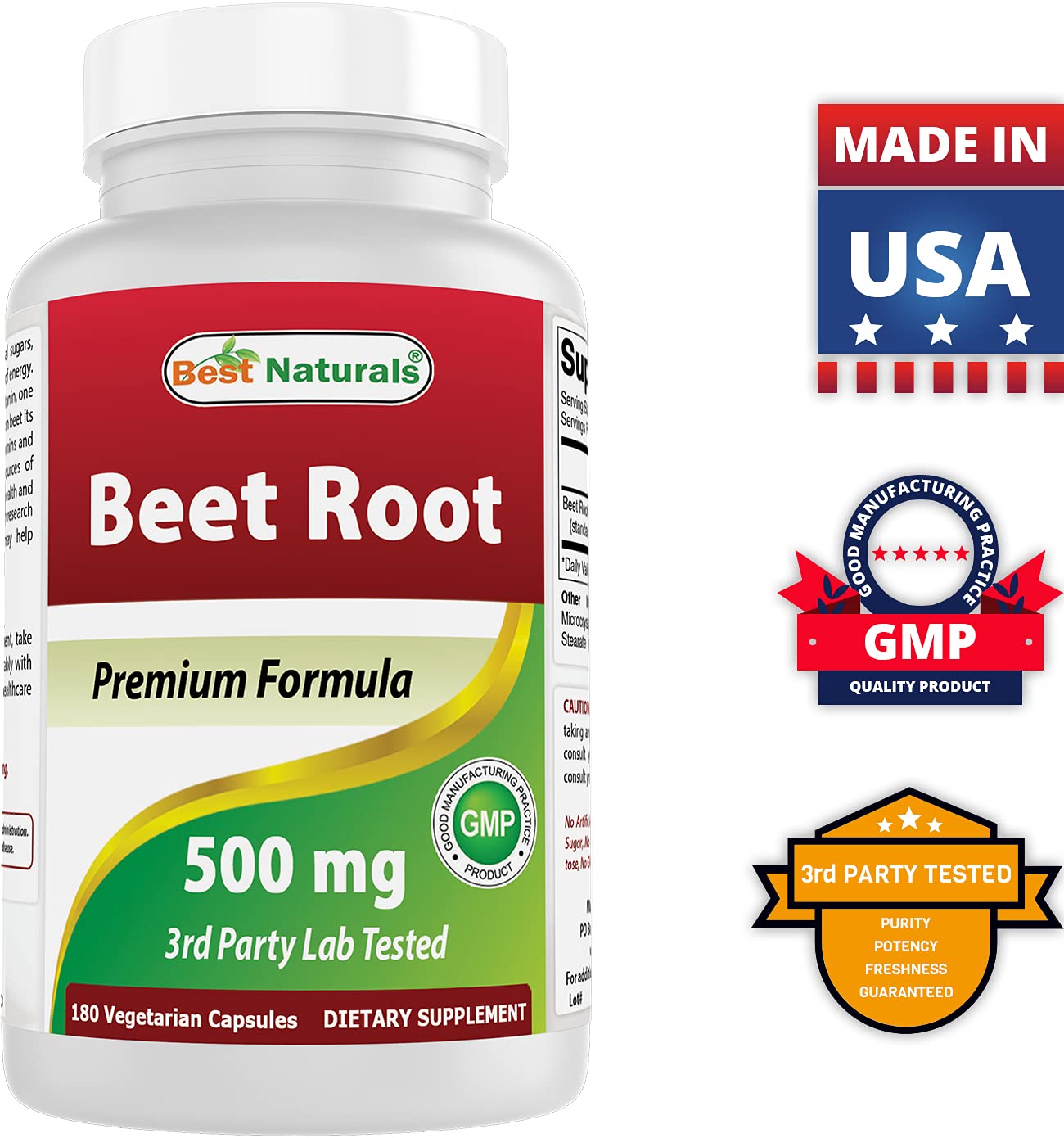 Best Naturals Hawthorn Berry 565 mg & Beet Root Powder 500 mg Capsules, 1 Capsule