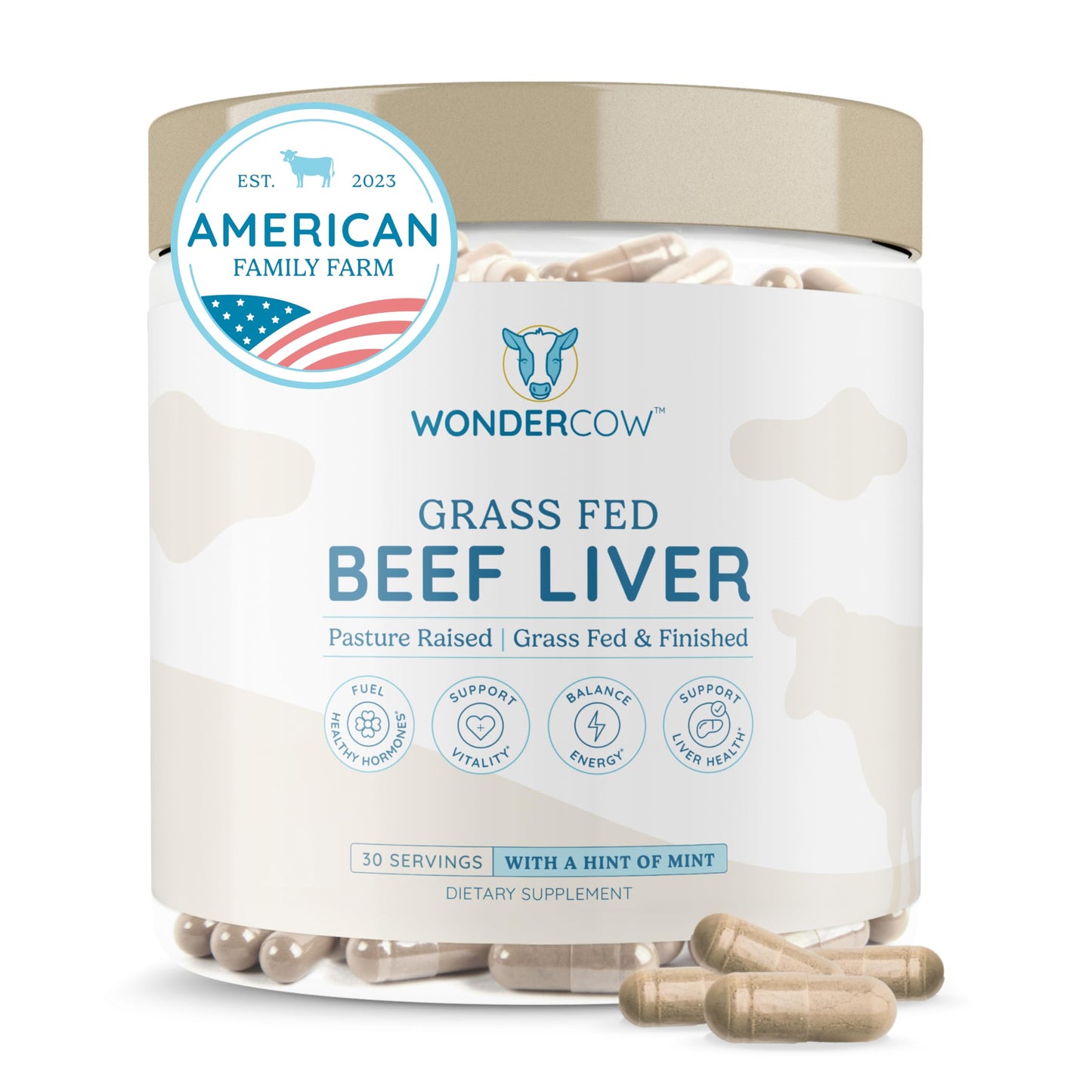 WONDERCOW Beef Liver Capsules, 30 Count