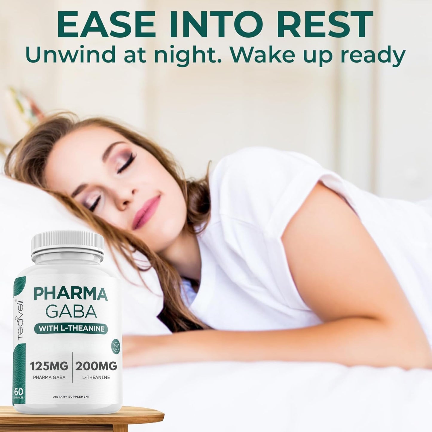 Teaveli PharmaGABA with L-Theanine Capsule, 60 Veggie Capsules